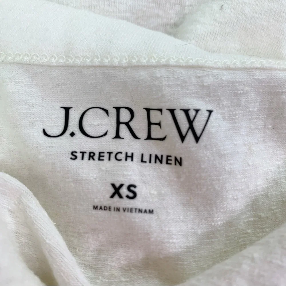 J Crew NWT High-neck tank top in stretch‎ linen blend in cream